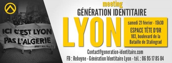 Meeting de Génération Identitaire à Lyon : je soutiens le droit de réunion et la liberté d'expression !
